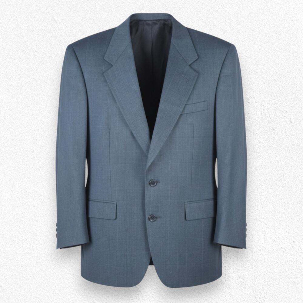 80s Vintage Navy Blue Pinstriped Luxury Nino Cerruti Wool Suit Jacket Size 50R
